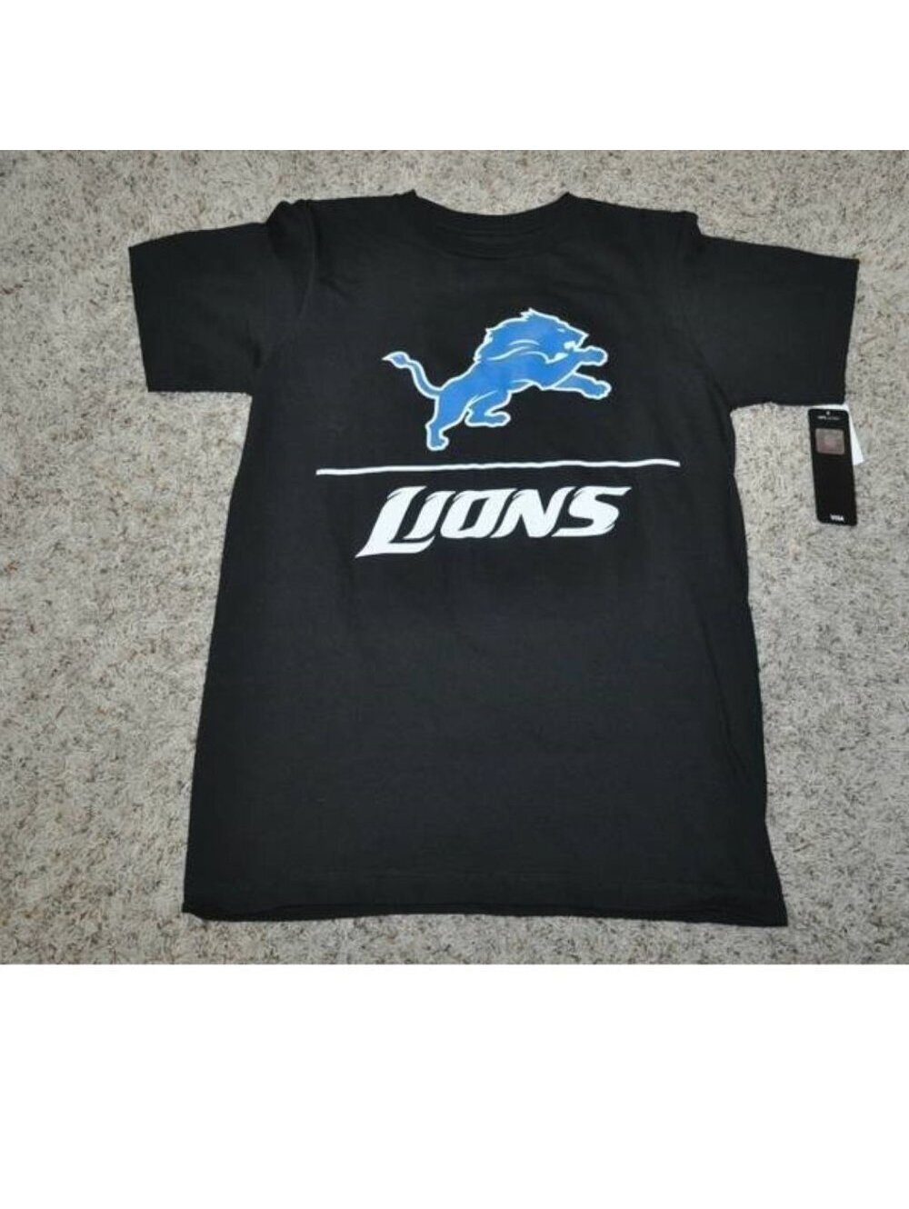 Mens Detroit Lions T-Shirt Small NFL Football Calvin Johnson Black Short Sleeve